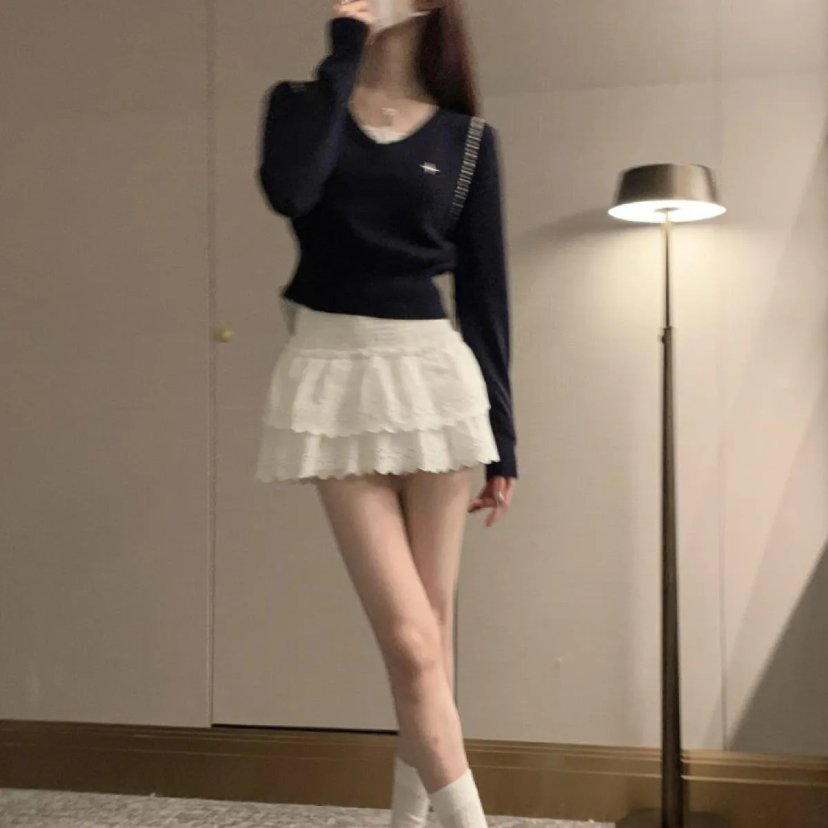 Gonne Moda donna Solido Semplice Tutti abbinati Ty Mini Doppio strato Elegante abito da ballo estivo Casual Pieghe adorabili Des