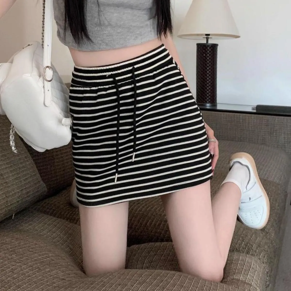 Mini gonne a righe donna Casual Harajuku Hotsweet nuova estate stile femminile moda streetwear affascinante tutto abbinato a una