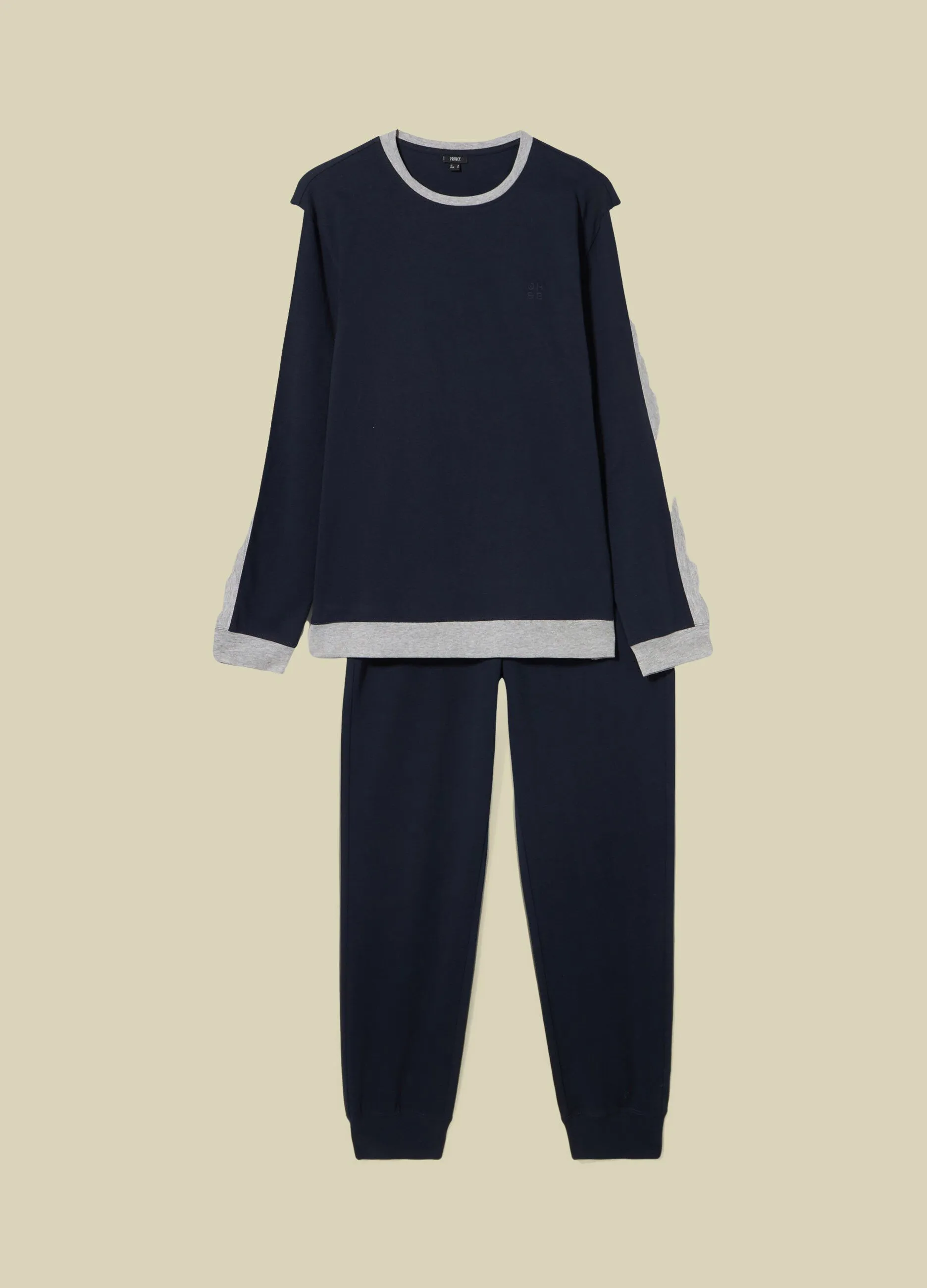 PRIVACY  Set pigiama lungo in puro cotone uomo